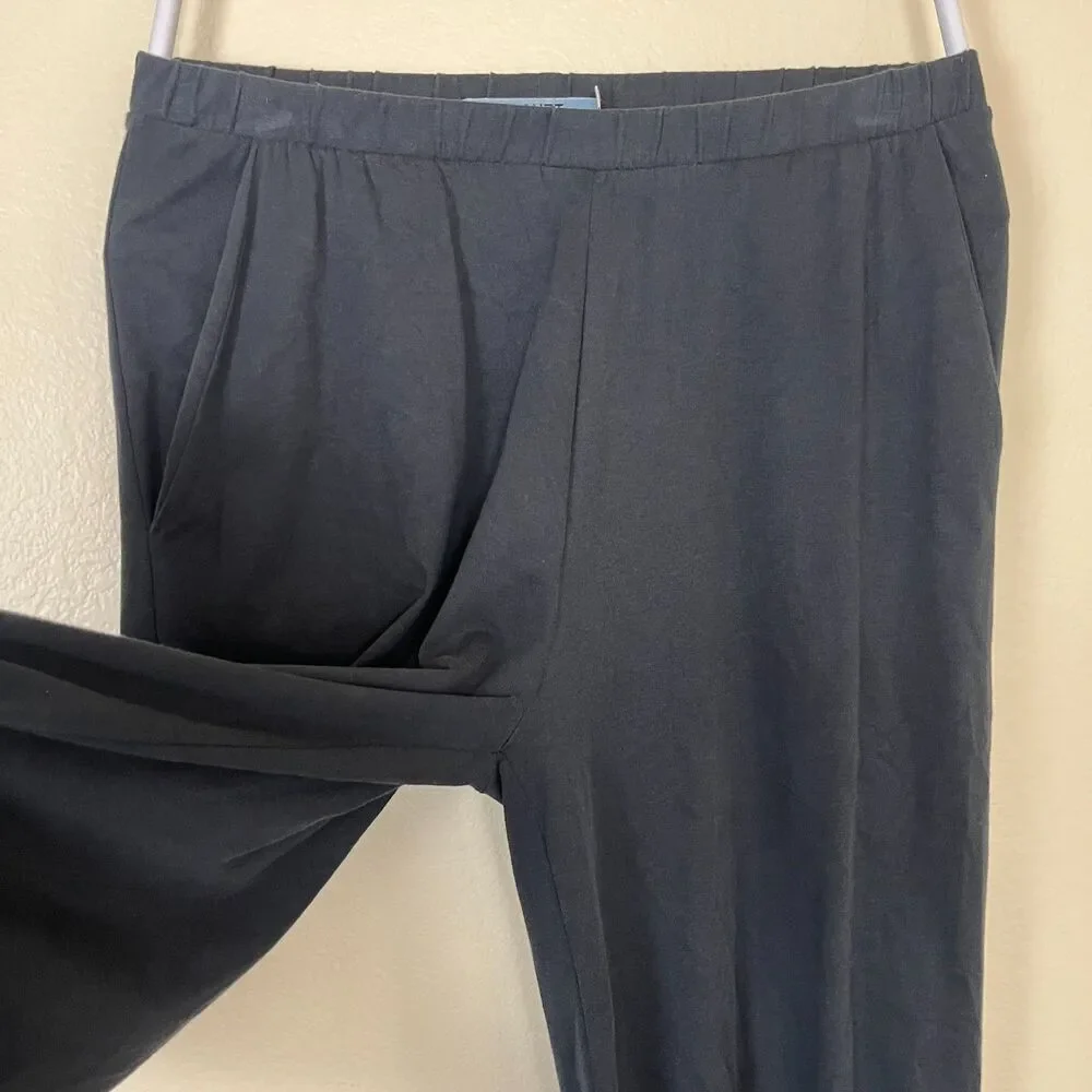PLANET by Lauren G Women Size 3 Black Pleat Pima Cotton Barrel Jersey Knit Pant